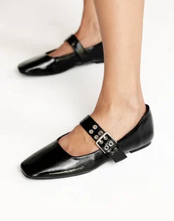 Faris Flats (Black Crinkle Patent) - By*Billini Outlet