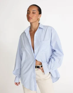 Franco Shirt (Blue/White Stripe)*CHARCOAL Sale
