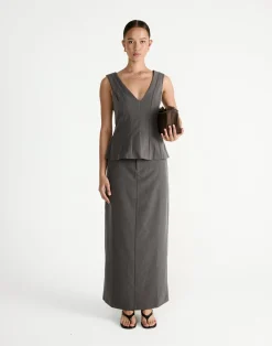 Giana Maxi Skirt (Grey)*CHARCOAL Best