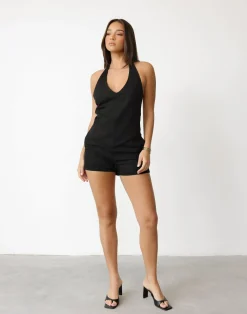 Grace Linen Shorts (Black)*CHARCOAL Best