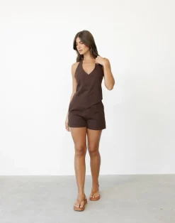 Grace Linen Shorts (Chocolate)*CHARCOAL Best