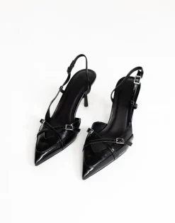 Huxly Heels (Black Shine) - By Billini*CHARCOAL CLOTHING Discount