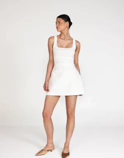 Ines Mini Skirt (Textured White)*CHARCOAL Clearance