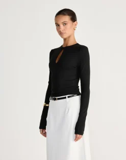 Ione Long Sleeve Top (Black)*CHARCOAL CLOTHING Sale