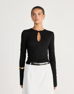 Ione Long Sleeve Top (Black)*CHARCOAL CLOTHING Sale