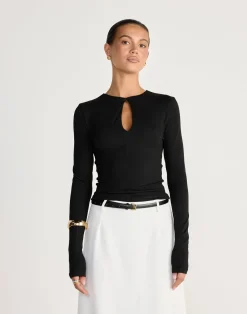 Ione Long Sleeve Top (Black)*CHARCOAL CLOTHING Sale