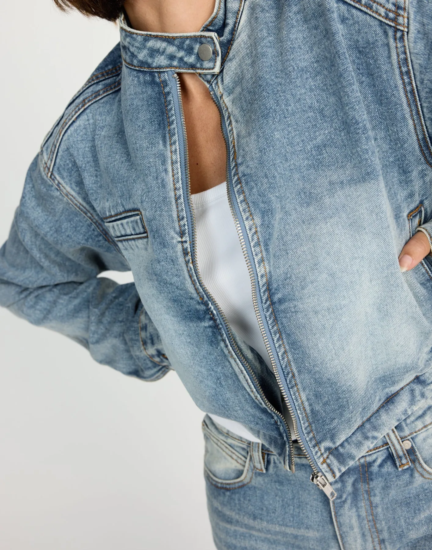 Jackson Cropped Denim Jacket (Mid Faded)*CHARCOAL CLOTHING New