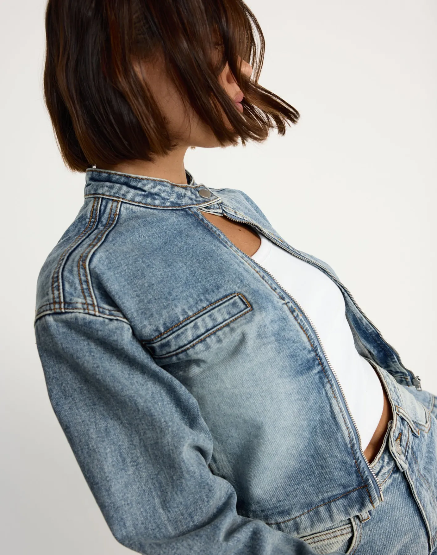 Jackson Cropped Denim Jacket (Mid Faded)*CHARCOAL CLOTHING New