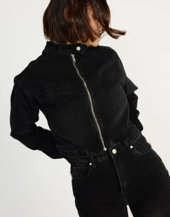 Jackson Cropped Denim Jacket (Black Faded)*CHARCOAL CLOTHING Outlet
