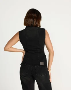 James Denim Vest (Black Faded)*CHARCOAL CLOTHING Sale