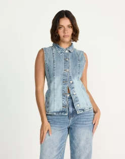 James Denim Vest (Mid Faded)*CHARCOAL CLOTHING New