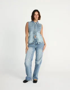 James Denim Vest (Mid Faded)*CHARCOAL CLOTHING New