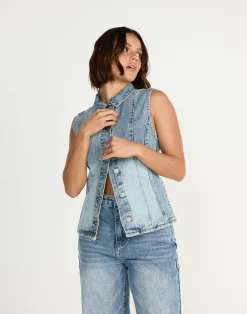 James Denim Vest (Mid Faded)*CHARCOAL CLOTHING New