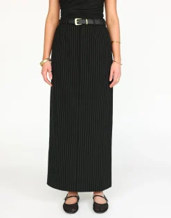 Kenza Maxi Skirt (Black Pinstripe)*CHARCOAL Fashion