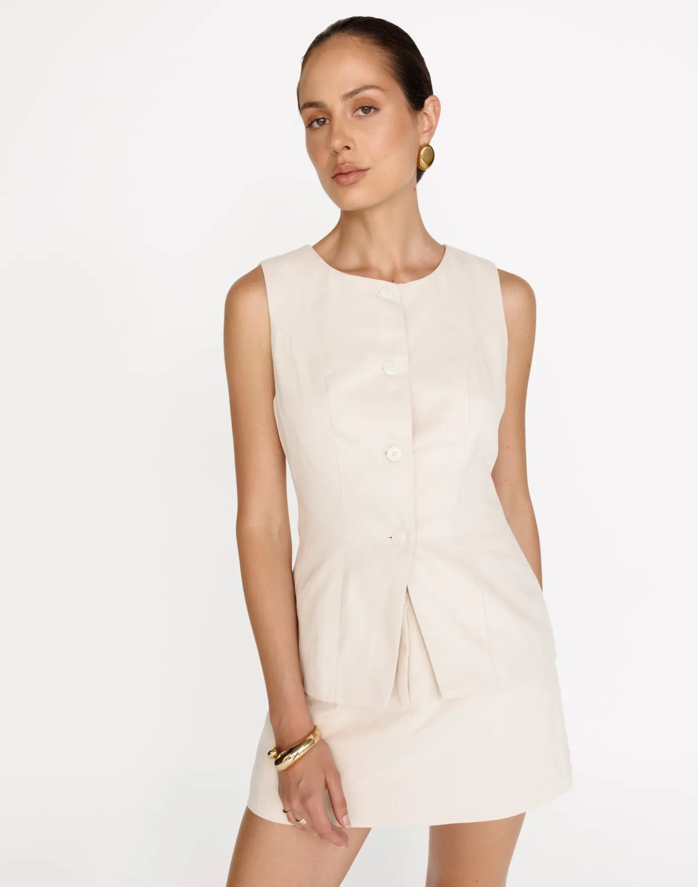 Kristen Vest Top (Oat)*VogueMax Clearance