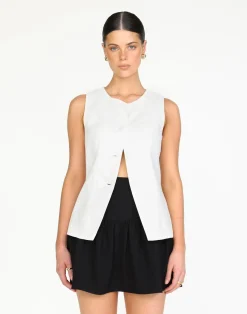 Kristen Vest Top (White)*CHARCOAL Sale
