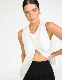 Kristen Vest Top (White)*CHARCOAL Sale