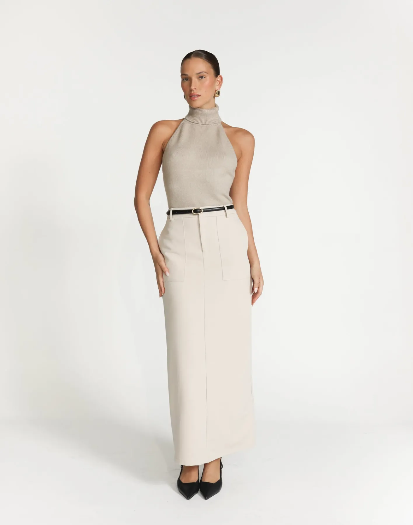 Micaela Maxi Skirt (Oat)*CHARCOAL Sale