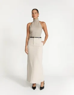 Micaela Maxi Skirt (Oat)*CHARCOAL Sale