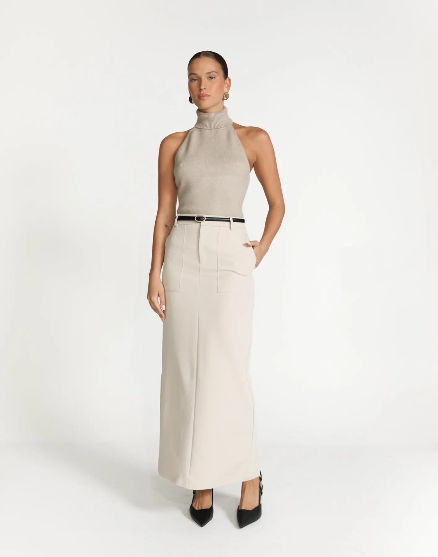 Micaela Maxi Skirt (Oat)*CHARCOAL Sale
