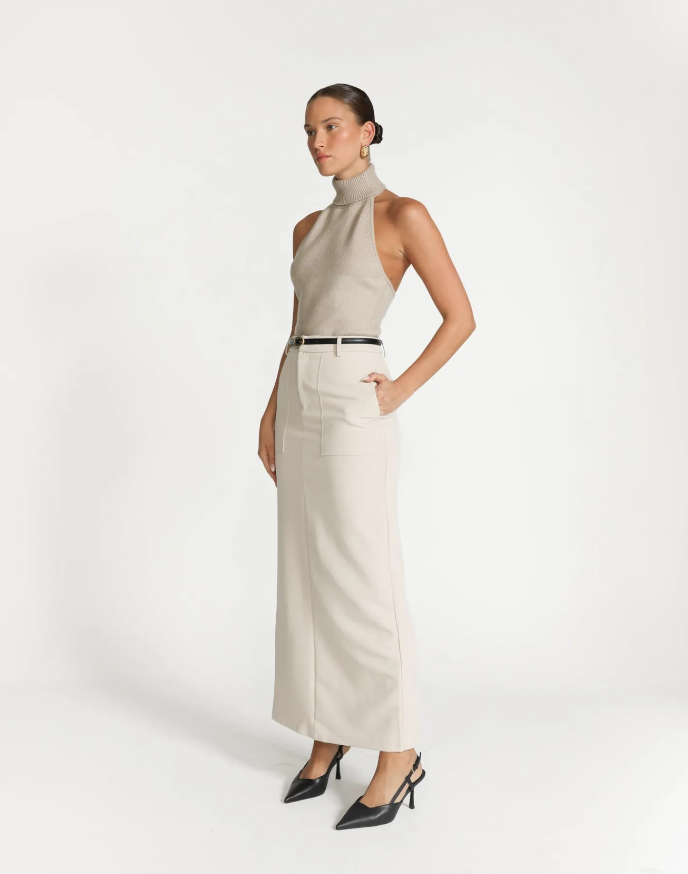 Micaela Maxi Skirt (Oat)*CHARCOAL Sale