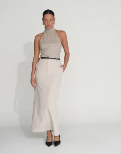 Micaela Maxi Skirt (Oat)*CHARCOAL Sale