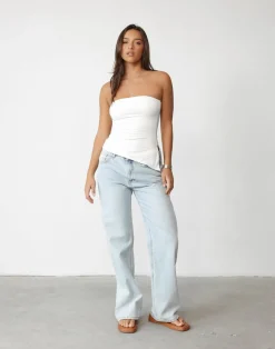 Monique Strapless Top (White)*CHARCOAL Hot