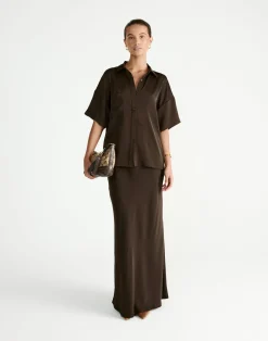 Morena Maxi Skirt (Chocolate)*CHARCOAL Sale