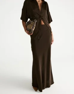 Morena Maxi Skirt (Chocolate)*CHARCOAL Sale