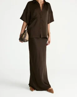 Morena Maxi Skirt (Chocolate)*CHARCOAL Sale