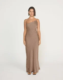 Nigella Maxi Dress (Caramel Pinstripe)*CHARCOAL Online
