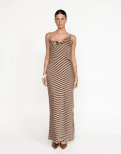 Nigella Maxi Dress (Caramel Pinstripe)*CHARCOAL Online