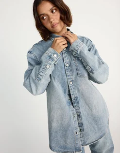 Nolan Denim Shirt (Mid Faded)*CHARCOAL CLOTHING Sale