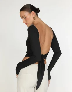 Romina Long Sleeve Top (Black)*CHARCOAL Best