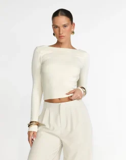 Romina Long Sleeve Top (Oat)*CHARCOAL Discount