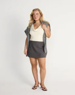 Rosalinda Mini Skirt (Textured Slate)*CHARCOAL CLOTHING Discount