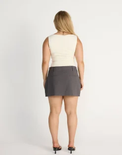 Rosalinda Mini Skirt (Textured Slate)*CHARCOAL CLOTHING Discount