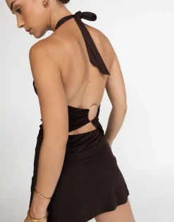Speakeasy Mini Dress (Cocoa)*CHARCOAL Clearance
