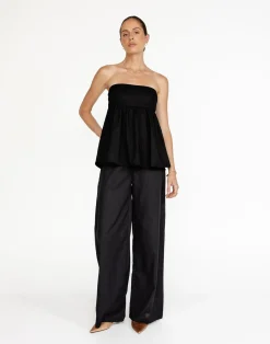 Tarsha Strapless Linen Top (Black)*CHARCOAL Sale