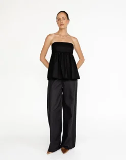 Tarsha Strapless Linen Top (Black)*CHARCOAL Sale