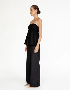 Tarsha Strapless Linen Top (Black)*CHARCOAL Sale