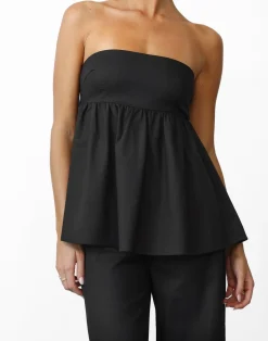 Tarsha Strapless Linen Top (Black)*CHARCOAL Sale