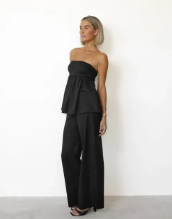 Tarsha Strapless Linen Top (Black)*CHARCOAL Sale