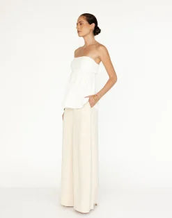 Tarsha Strapless Linen Top (White)*CHARCOAL Clearance