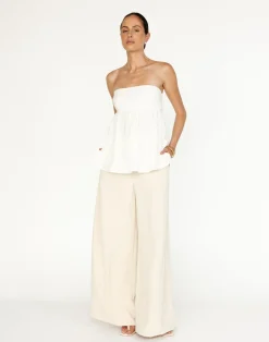 Tarsha Strapless Linen Top (White)*CHARCOAL Clearance