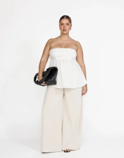 Tarsha Strapless Linen Top (White)*CHARCOAL Clearance