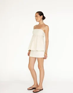 Tarsha Strapless Linen Top (Oat)*CHARCOAL Hot
