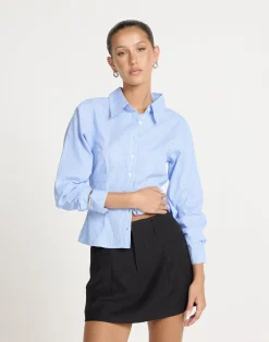 Teri Long Sleeve Shirt (Blue/ White Stripe)*CHARCOAL CLOTHING Hot
