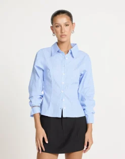 Teri Long Sleeve Shirt (Blue/ White Stripe)*CHARCOAL CLOTHING Hot