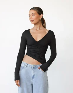 Viola Long Sleeve Top (Black)*CHARCOAL Fashion